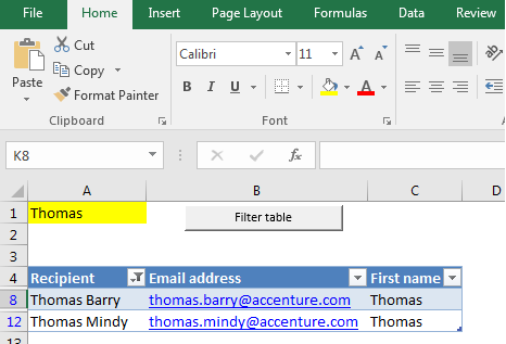 Excel Hack 21: Filter tables using simple macro