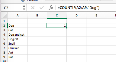 Excel Hack 32: Counting items included with other text in a range