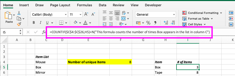 Excel Hack 46: Include a comment within an Excel formula