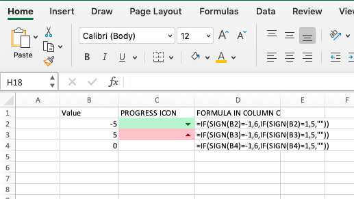 Excel Hack 47: Check if a value in a cell is positive or negative