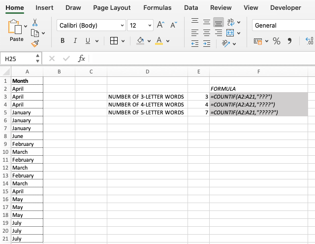 Excel Hack 61: Count the number of three-letter words in a range